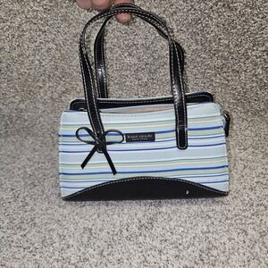 Kate Spade Handbag New York- Striped Blue And Black
